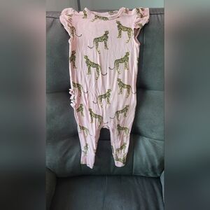 Posh Peanut Ruffled Cap Sleeve Romper 18-24 months Pink Cheetah